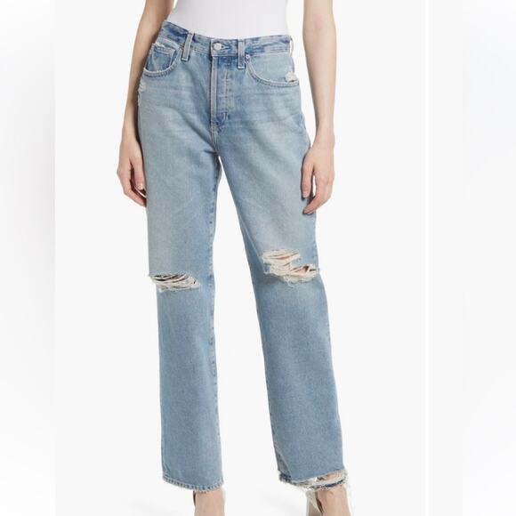 AG Adriano Goldschmied Clove Distressed Relaxed Vintage Straight Jeans 26R